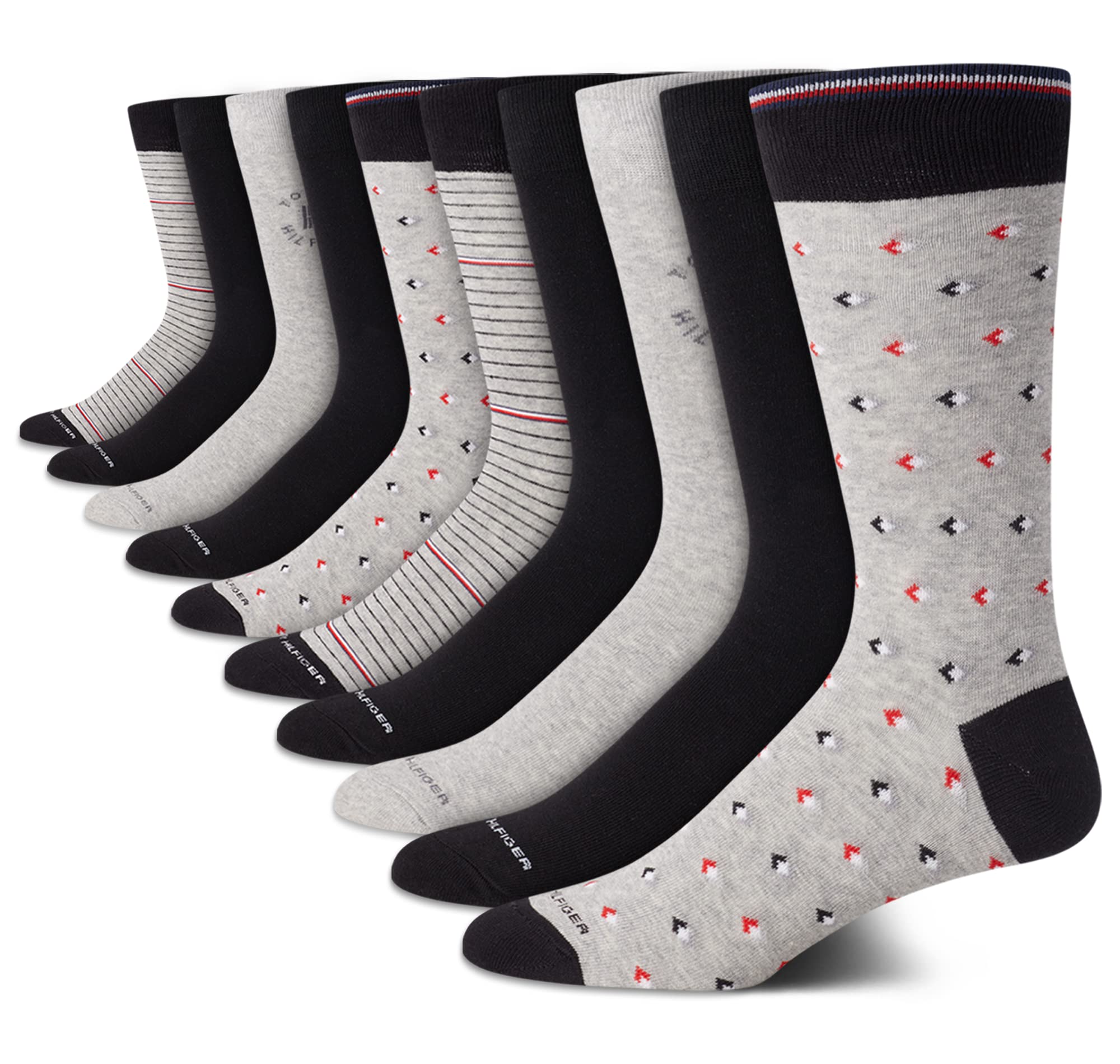 Meias Sociais Tommy Hilfiger, Pacote Com 10 Unidades, Mistura De Algodão Macio Para Homens