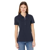 Camisa Polo Tommy Hilfiger Clássica De Manga Curta Azul Marinho Feminina
