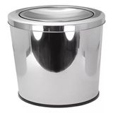 Lixeira Inox Basculante 30 Litros Grande Cesto De Lixo Tampa Giratoria Escritorio Banheiro Cozinha Prata