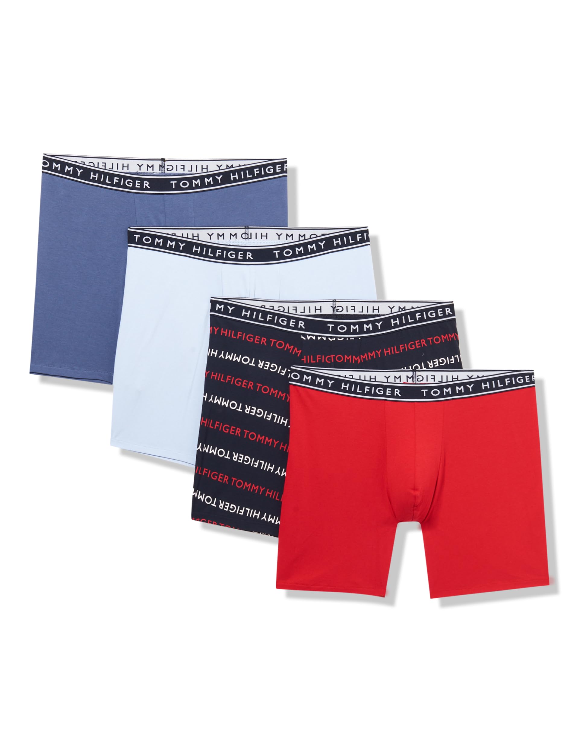 Cueca Boxer Tommy Hilfiger De Algodão Elástico Para Homens, Pacote Com 4
