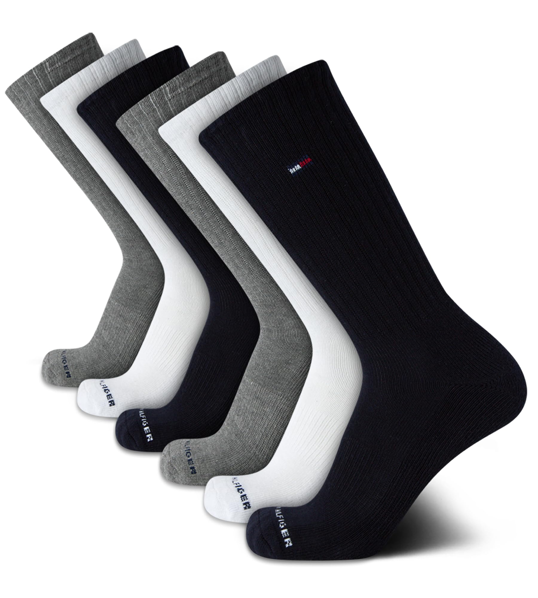 Meias Redondas Tommy Hilfiger, Pacote Com 6 Unidades, Performance Comfort, Masculinas