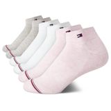 Meias Femininas Tommy Hilfiger, Pacote Com 6, Bandeira Esportiva, Logotipo Rosa