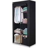 Guarda Roupa Duplo Portatil Cabideiro Arara Roupas 5 Prateleiras Armario Dobravel Organizador Preto