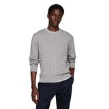 Suéter Masculino Tommy Hilfiger, De Algodão, Gola Redonda, Cinza