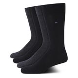 Meias Redondas Tommy Hilfiger, Pacote Com 4, Elásticas Confortáveis Para Homens