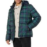 Jaqueta Masculina Tommy Hilfiger Com Capuz, Azul Marinho, Xadrez, Grande
