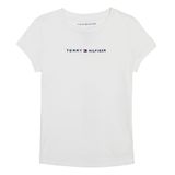 Camiseta Tommy Hilfiger Feminina De Manga Curta Branca De 8 A 10 Anos
