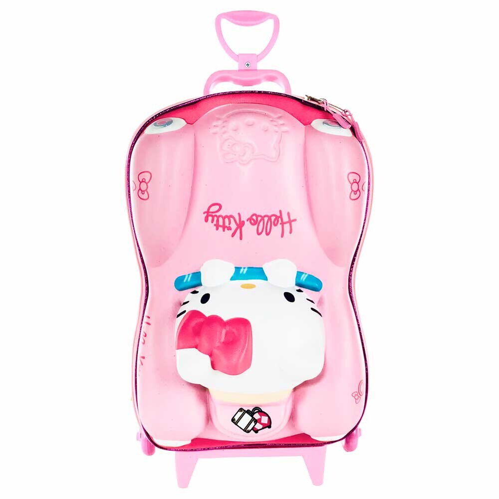 Mochila 3d De Rodinhas Infantil Carro Hello Kitty Maxtoy