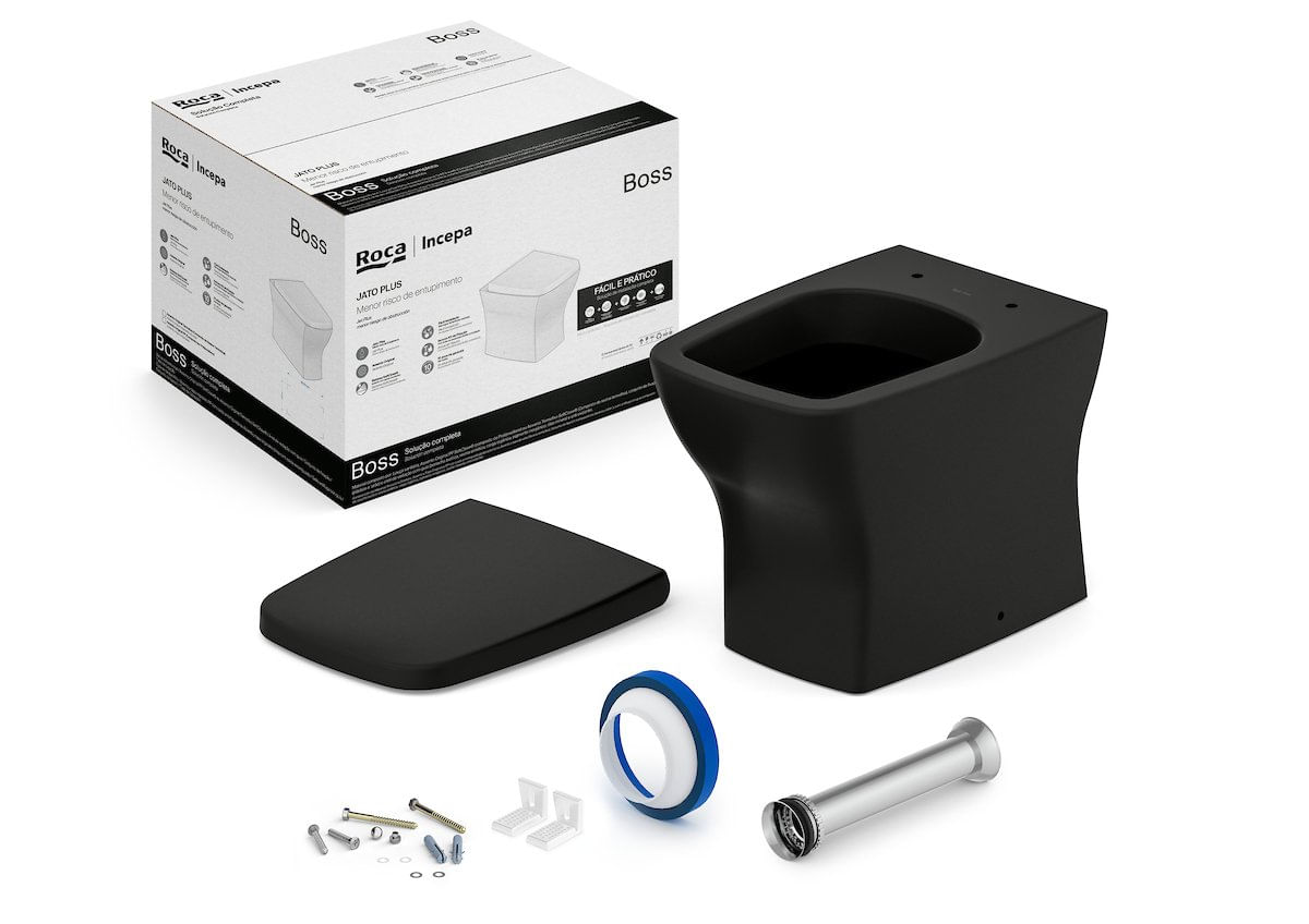 Kit Bacia Convencional Com Assento Termofixo Boss Incepa Matte Black