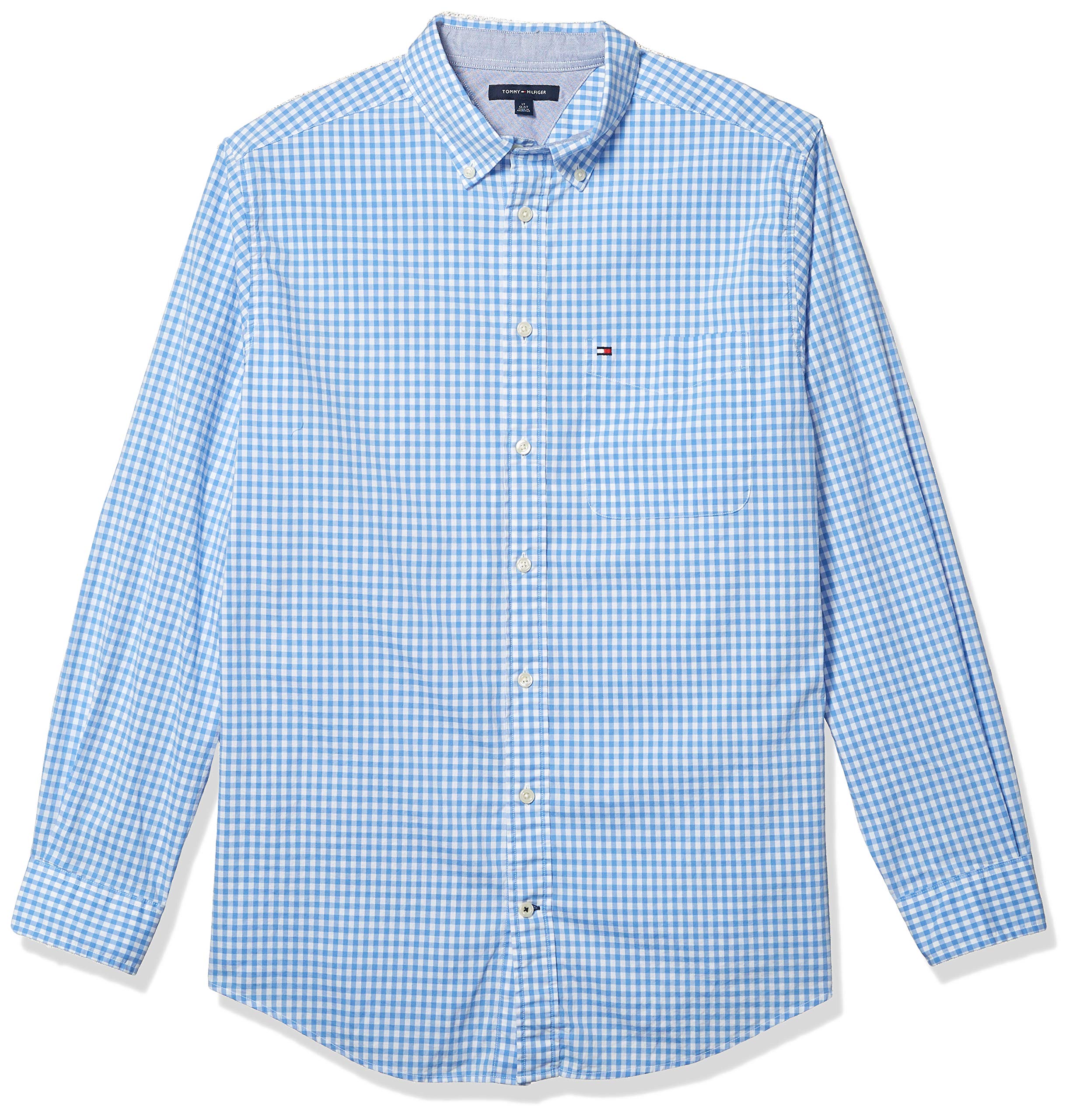 Camisa Masculina Tommy Hilfiger, Grande E Alta, Manga Comprida, Ajuste Clássico