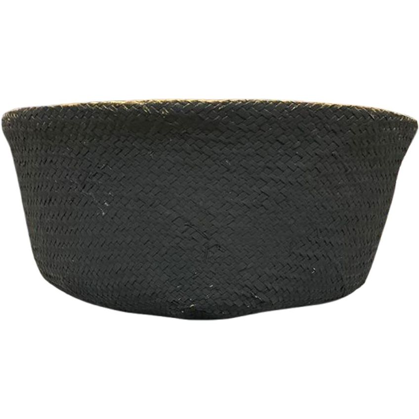 Cesta Com Alça Decorativo Em Palha 32cm Preto - imagem 3