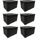Kit 6 Caixas Organizadoras Rattan 7 Litros Preta Com Tampa