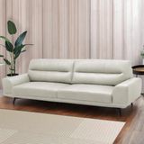 Sofá Decorativo Ashton 3 Lugares Sala De Estar 256cm Pés Em Aço Couro Off White G88 - Gran Belo