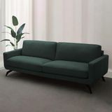 Sofá Decorativo Thalia 3 Lugares Sala De Estar 210cm Pés Em Aço Couro Verde Musgo G88 - Gran Belo