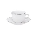 Conjunto De Xícaras Para Chá Com Pires Em Porcelana Flamingo Com 12 Peças 240ml Oxford Isabel