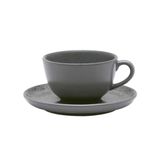 Xícara Para Chá Com Pires Em Cerâmica Flat Gray 200ml Oxford