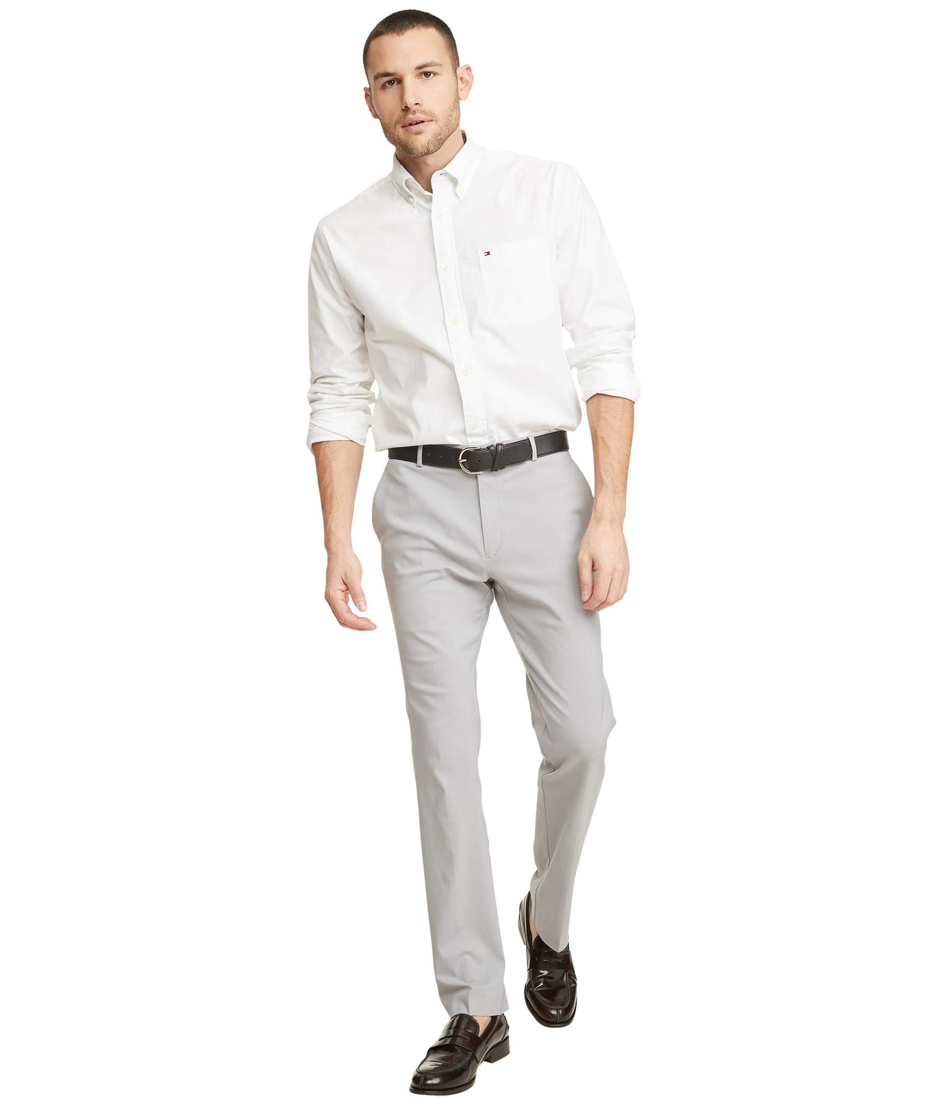 Camisa Masculina Tommy Hilfiger De Manga Comprida Grande E Alta Branca