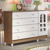 Cômoda Infantil 4 Gavetas 1 Porta Com Janela Com Pés Gran Selena Carolina Baby