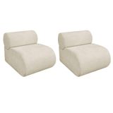Kit 2 Poltronas Decorativas Orgânica Virgínia Bouclé - Doce Sonho Móveis Bege