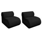 Kit 2 Poltronas Decorativas Orgânica Virgínia Linho - Doce Sonho Móveis Preto