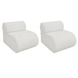 Kit 2 Poltronas Decorativas Orgânica Virgínia Bouclé - Doce Sonho Móveis Branco