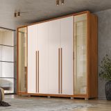 Guarda Roupa Casal Com Vidro Reflecta 6 Portas 6 Gavetas Suburban Gold Freijó/off White