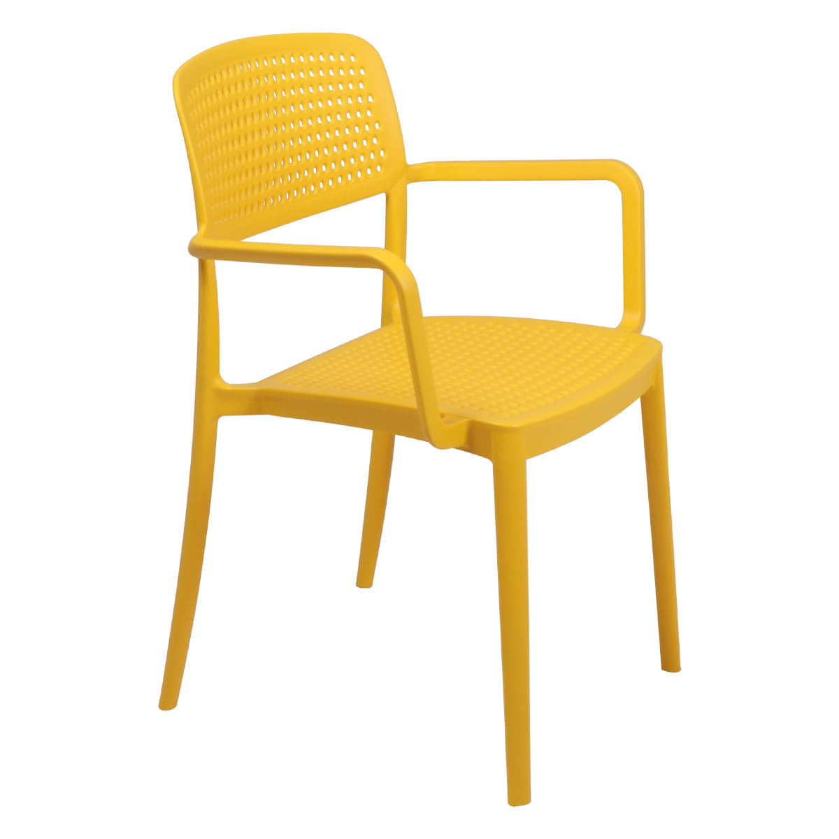 Cadeira Tramontina Serena Com Braços Amarela Empilhável Em Polipropileno Com Proteção Antimicrobiana Tramontina