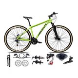 Bicicleta Aro 29 Absolute Nero 5 Câmbios Shimano 24v K7 Freios Hidráulicos Garfo Trava Com Pneu Faixa - Verde Tam.15