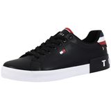 Tênis Tommy Hilfiger Rezz Para Homens Em Couro Preto Vegano