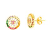 Brinco Redondo Micro Zirconias Coloridas Dourado Lizzy Fatin