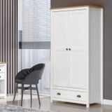 Guarda-roupa Solteiro 2 Portas 1 Gaveta Topázio Branco /freijó