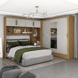 Guarda-roupa Casal Modulado 4 Portas Santiago Com Espelho 3 Portas 5 Gavetas Cinamomo/off White
