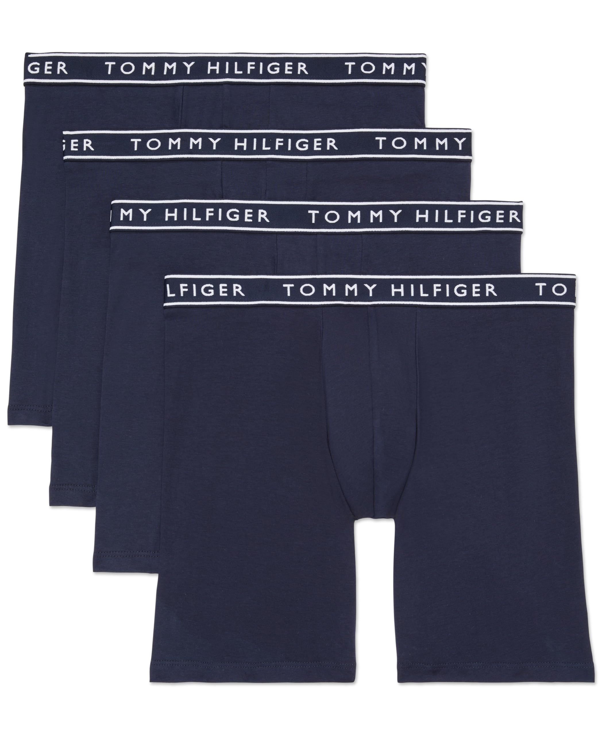 Cueca Boxer Tommy Hilfiger De Algodão Elástico Para Homens, Pacote Com 4