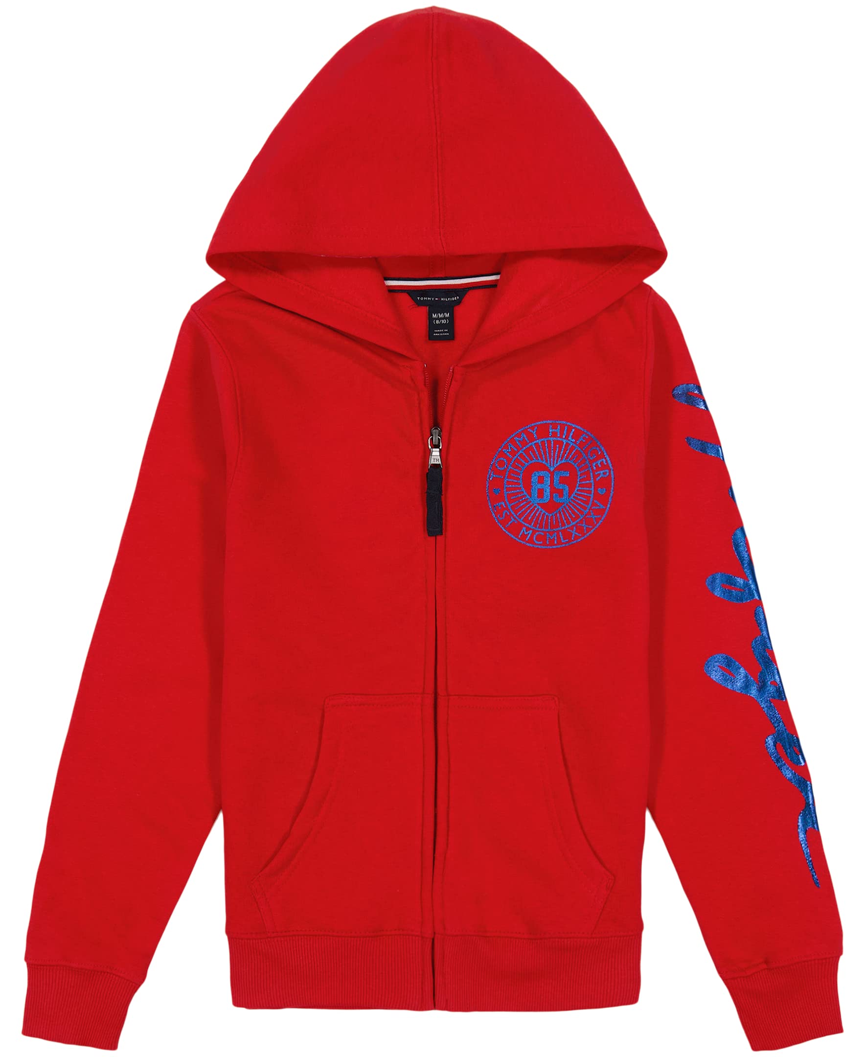 Moletom Com Capuz Tommy Hilfiger Com Zíper Completo Para Meninas