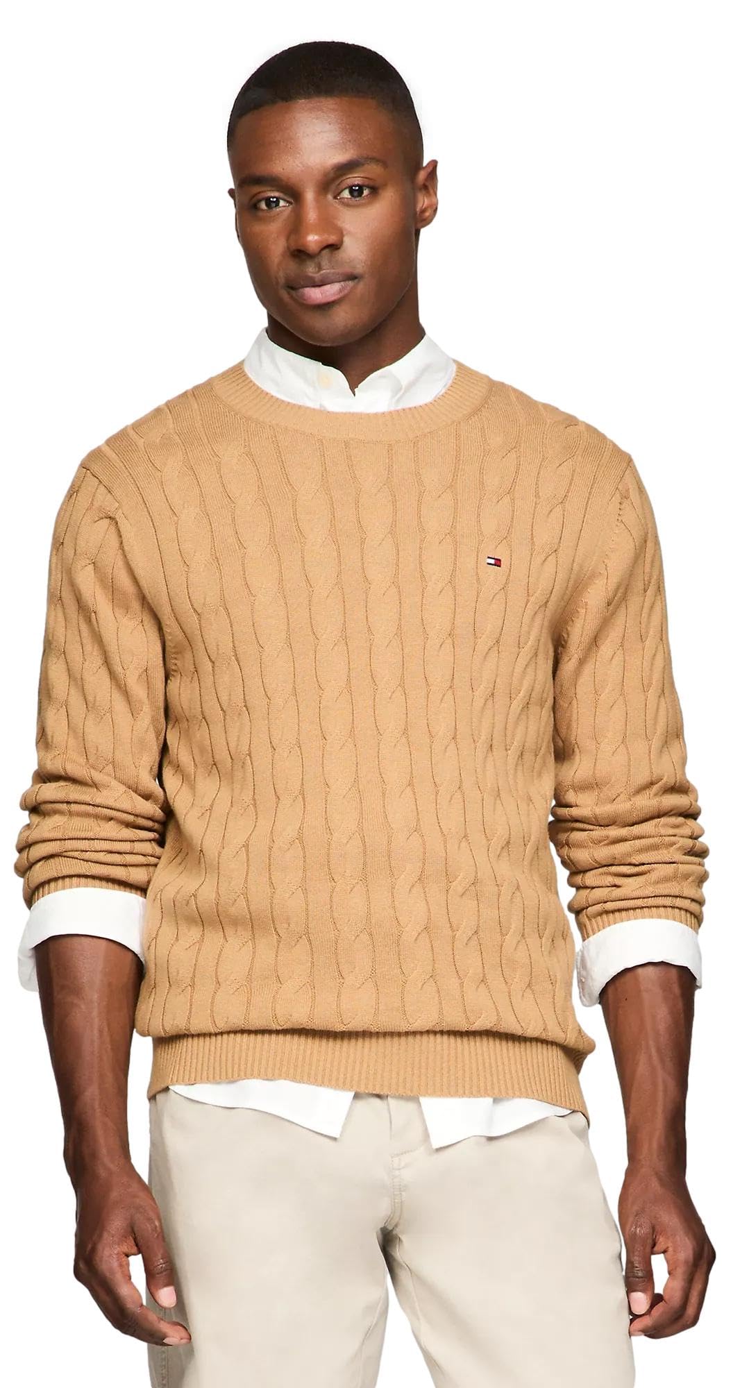 Suéter Tommy Hilfiger Cable Knit Para Homens Pineconetan Xxl