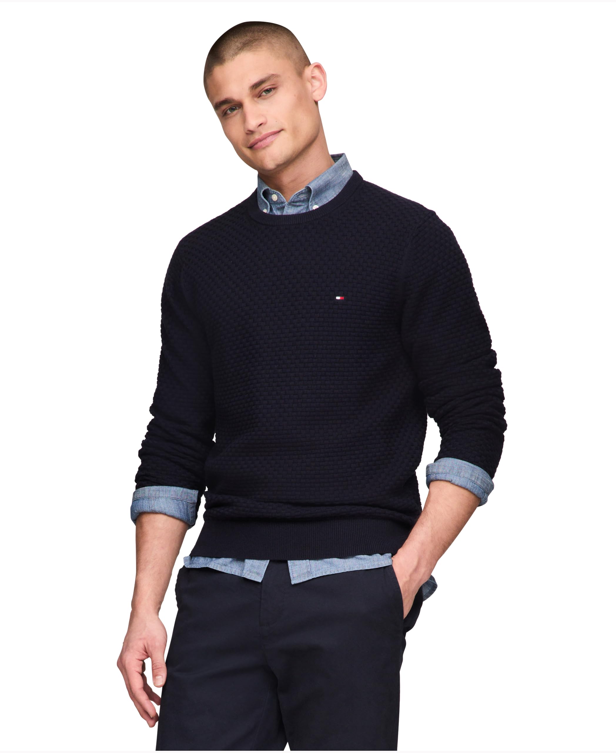 Suéter Masculino Tommy Hilfiger Com Gola Redonda Estruturada 9gg