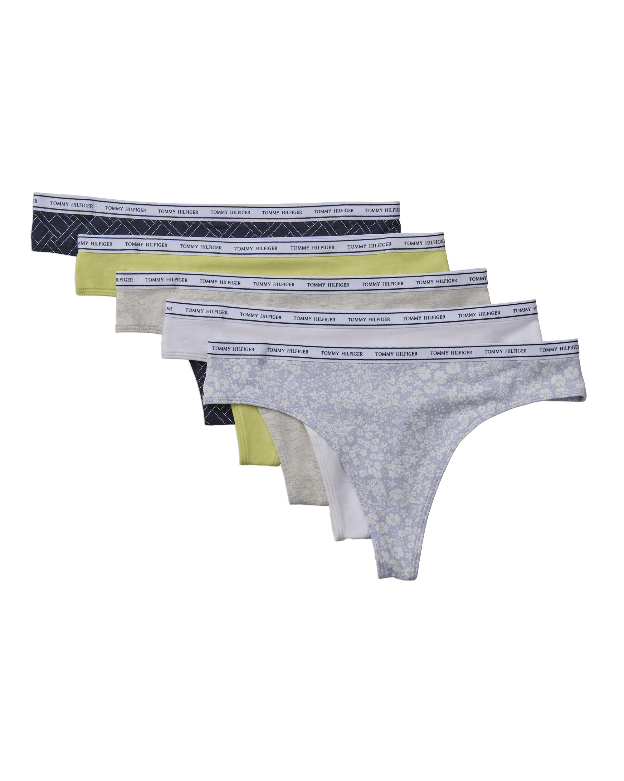 Tanga Tommy Hilfiger Classic De Algodão Com Logotipo Feminino, Pacote Com 5