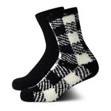 Meias Femininas Tommy Hilfiger Fluffy Fuzzy Crew Pretas 4-10 (pacote Com 2)