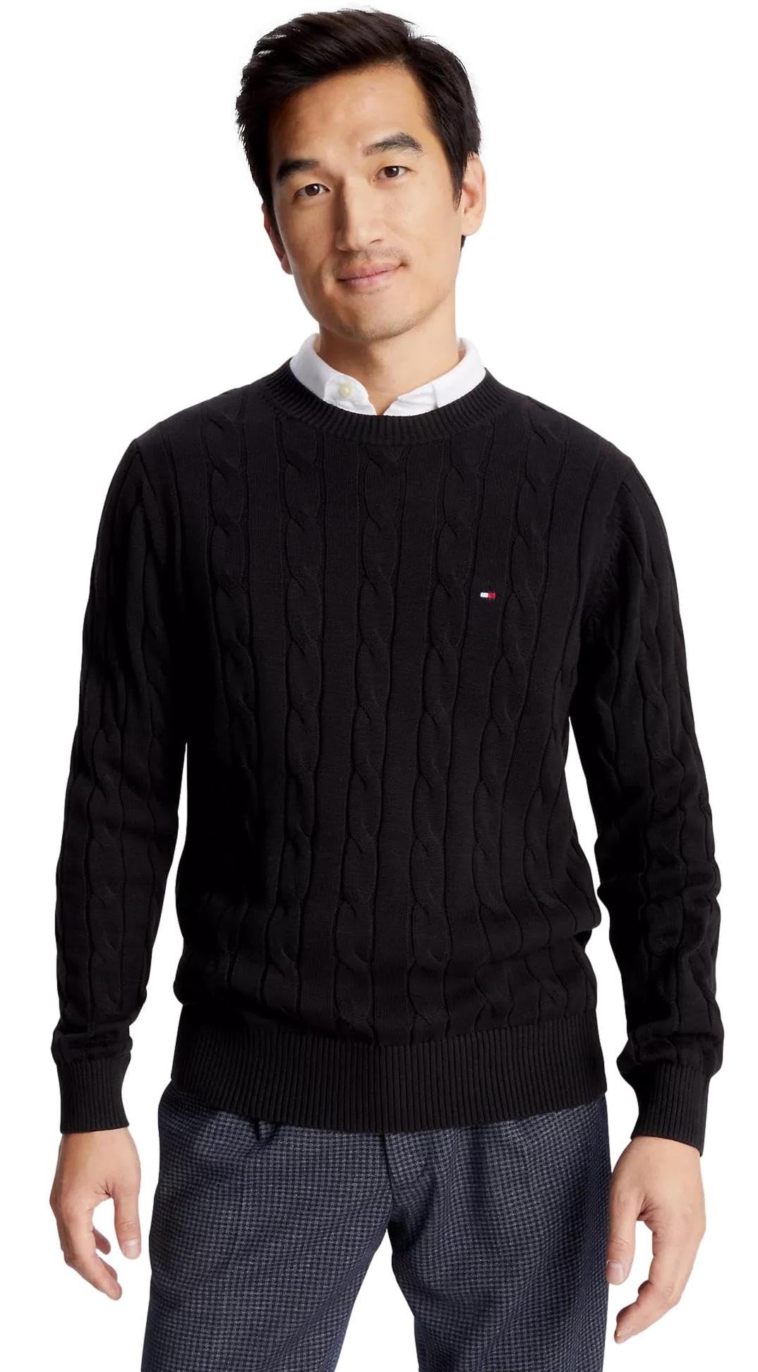 Suéter Tommy Hilfiger Cable Knit Para Homens Preto Xl