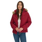 Jaqueta Feminina Tommy Hilfiger Com Acabamento Em Pele Sintética Puffer Rouge