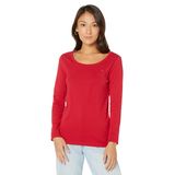 Camiseta Feminina Tommy Hilfiger, Manga Comprida, Gola Redonda, Vermelha
