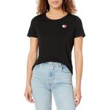 Camiseta Feminina Tommy Hilfiger Com Logotipo De Gola Redonda, Coração Preto