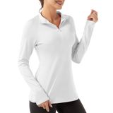 Camisa Polo Feminina Fkeep De Manga Comprida Upf 50+ Com Proteção Solar Branca Xs
