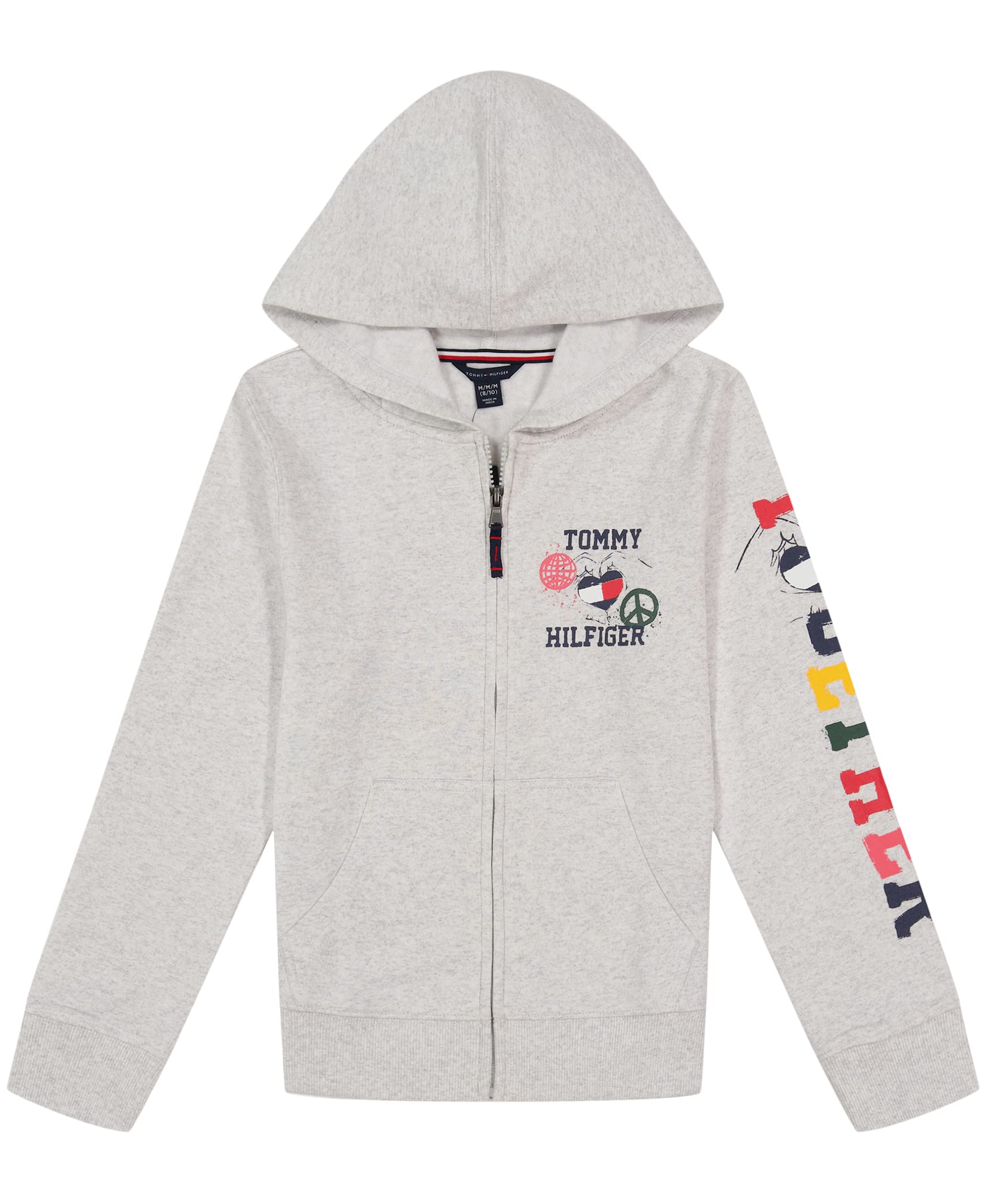 Moletom Com Capuz Tommy Hilfiger Com Zíper Completo Para Meninas 6x