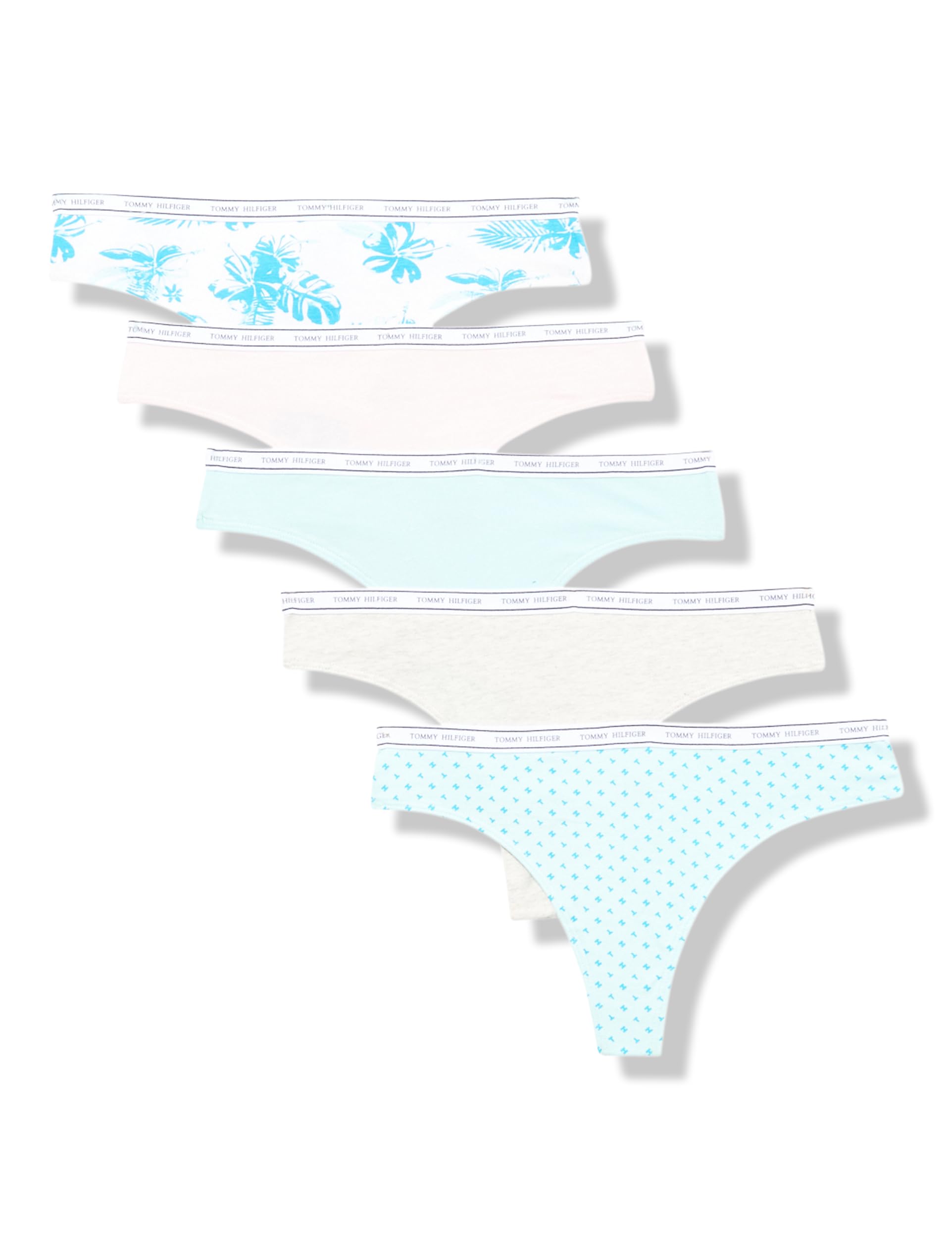 Tanga Tommy Hilfiger Classic De Algodão Com Logotipo Feminino, Pacote Com 5