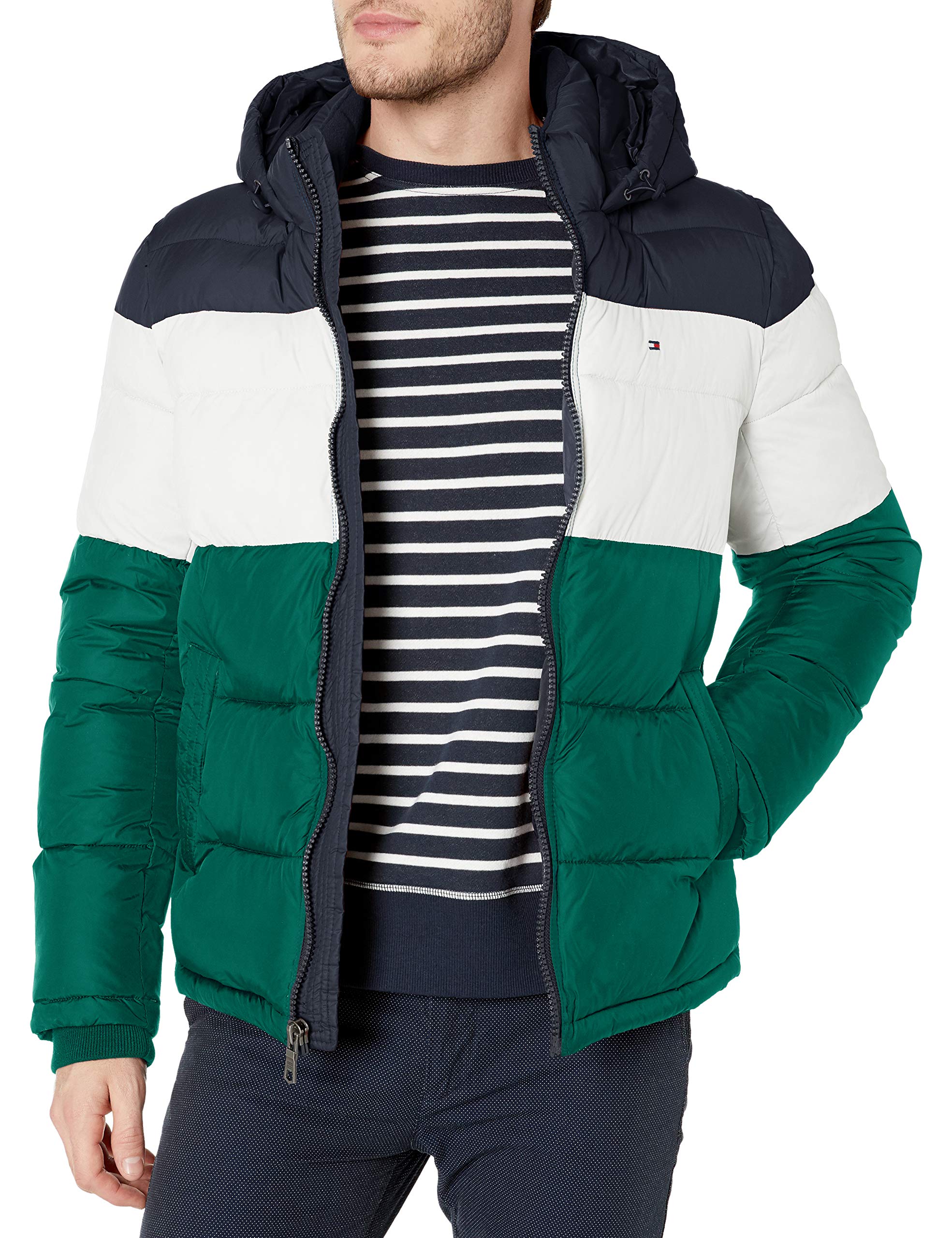 Jaqueta Masculina Tommy Hilfiger Com Capuz Verde G-small