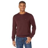 Suéter Tommy Hilfiger Solid De Gola Redonda Para Homens Dark Cabernet