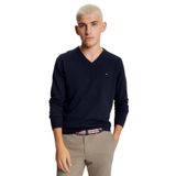 Suéter Tommy Hilfiger Masculino De Algodão Com Decote Em V Azul Marinho Tamanho M