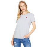 Camiseta Feminina Tommy Hilfiger Com Gola Redonda Com Logotipo Stone Grey Xs
