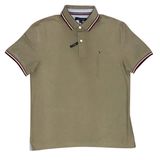 Camisa Polo Tommy Hilfiger Com Gola Listrada Para Homens Verde Verde-oliva
